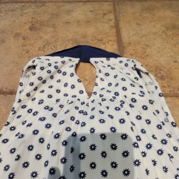 Maeve Anthropologie Women’s White Tank Top With Navy Blue Tie Collar US 2, EU 34 - Picture 8 of 8